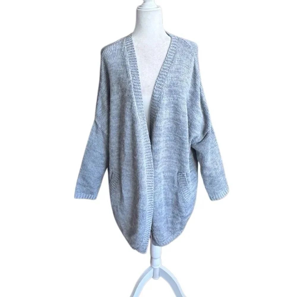 Knot Sisters Revolve Gray Cardigan Oversized Chunky Pockets Mohair Knit SZ M / L